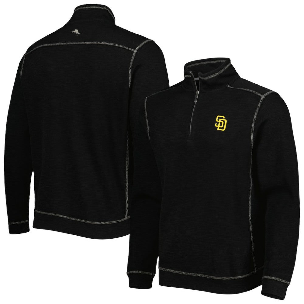 San Diego Padres Tommy Bahama Tobago Bay Tri-Blend Quarter-Zip Sweatshirt Black