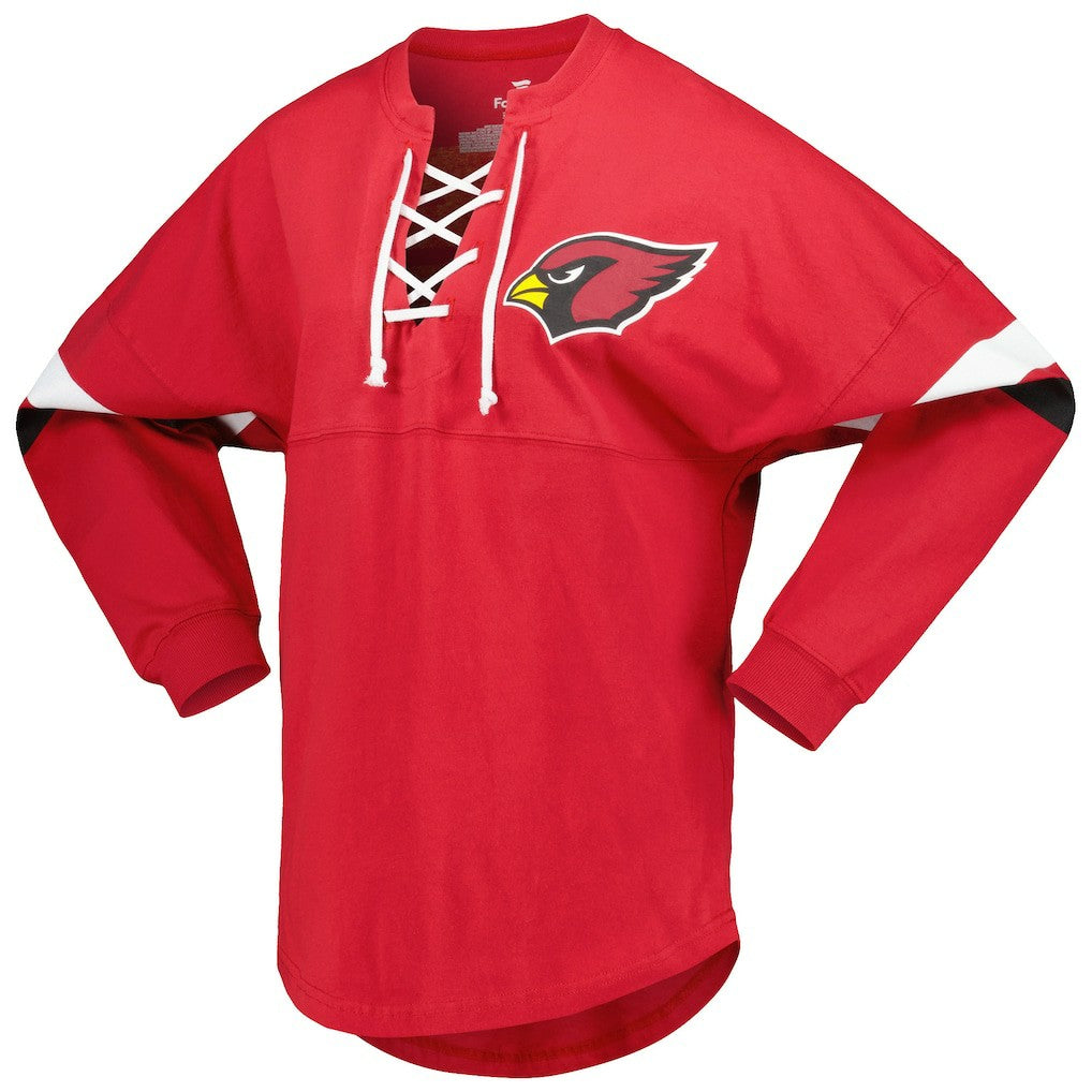 Arizona Cardinals Women's Spirit Jersey Lace-Up V-Neck Long Sleeve T-Shirt - Cardinal for sale