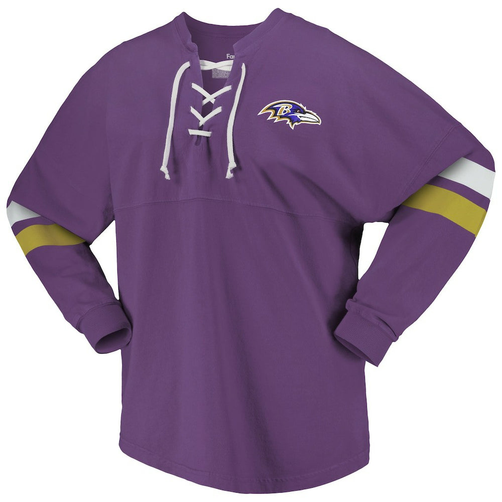 Baltimore Ravens Women's Spirit Jersey Lace-Up V-Neck Long Sleeve T-Shirt - Purple outlet