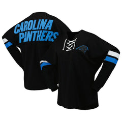 Carolina Panthers Women's Spirit Jersey Lace-Up V-Neck Long Sleeve T-Shirt - Black outlet