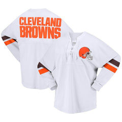 Cleveland Browns Women's Spirit Jersey Lace-Up V-Neck Long Sleeve T-Shirt - White online