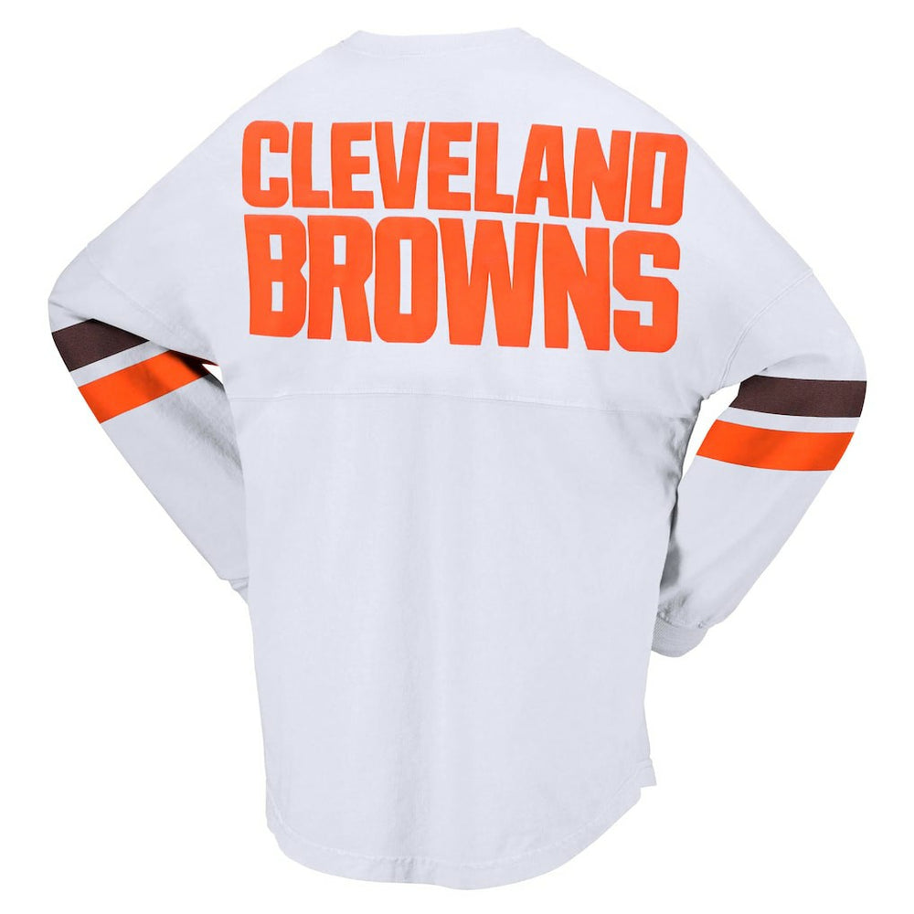 Cleveland Browns Women's Spirit Jersey Lace-Up V-Neck Long Sleeve T-Shirt - White online