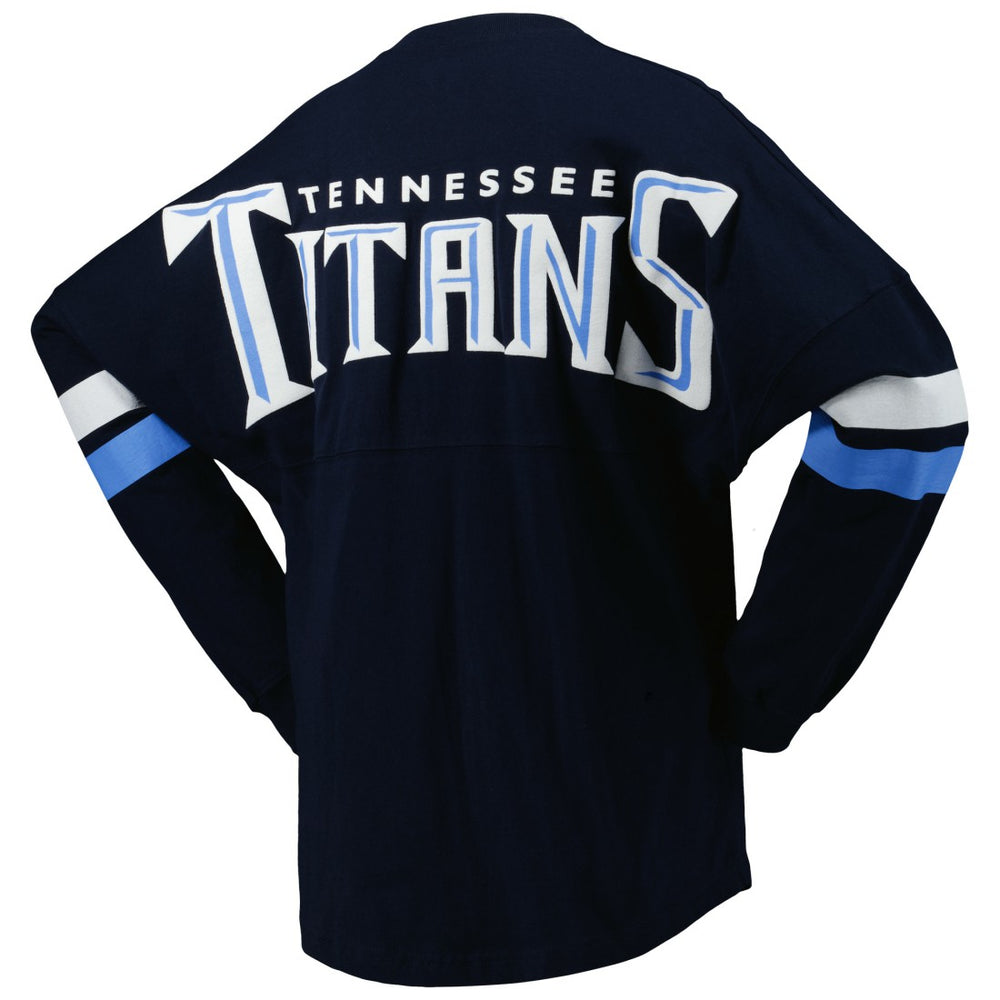 Tennessee Titans Women's Spirit Jersey Lace-Up V-Neck Long Sleeve T-Shirt - Navy on sale