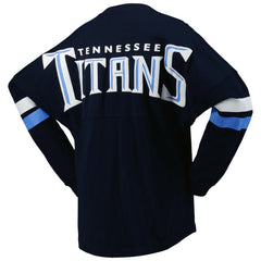 Tennessee Titans Women's Spirit Jersey Lace-Up V-Neck Long Sleeve T-Shirt - Navy on sale