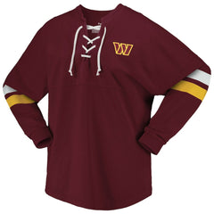 Washington Commanders Women's Spirit Jersey Lace-Up V-Neck Long Sleeve T-Shirt - Burgundy for sale
