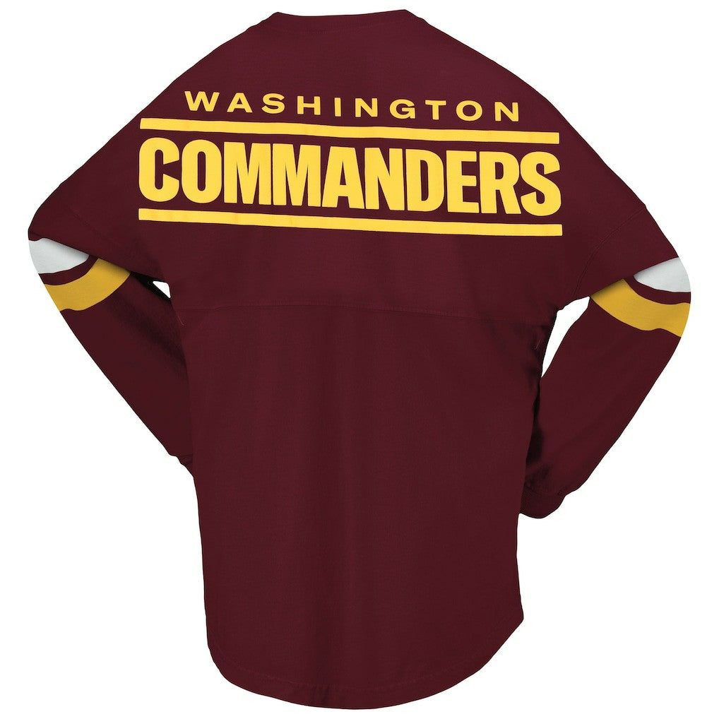 Washington Commanders Women's Spirit Jersey Lace-Up V-Neck Long Sleeve T-Shirt - Burgundy for sale