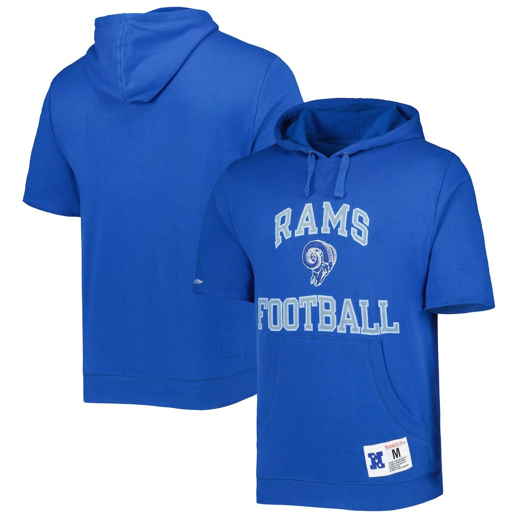 Los Angeles Rams Washed Short Sleeve Pullover Hoodie - Royal cheap