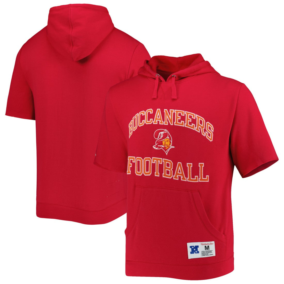 Tampa Bay Buccaneers Washed Short Sleeve Pullover Hoodie - Scarlet on sale