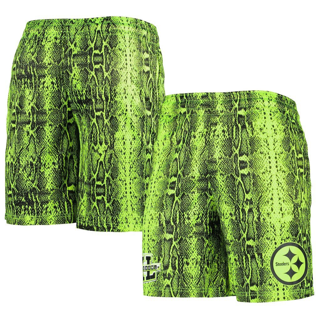 Pittsburgh Steelers New Era Summer Pop Shorts - Neon Green discount