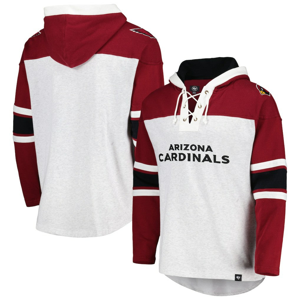 Arizona Cardinals '47 Gridiron Lace-Up Pullover Hoodie - Heather Gray cheap