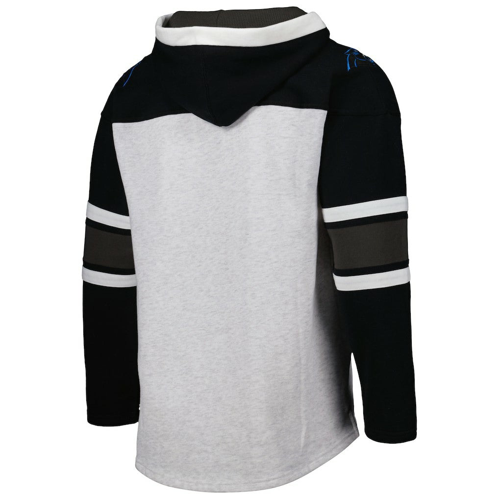 Carolina Panthers '47 Gridiron Lace-Up Pullover Hoodie - Heather Gray discount