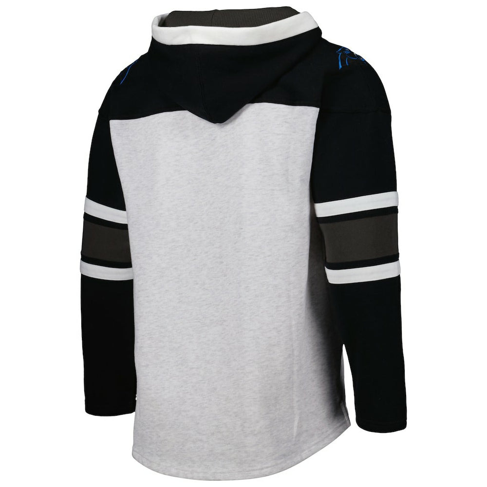 Carolina Panthers '47 Gridiron Lace-Up Pullover Hoodie - Heather Gray discount