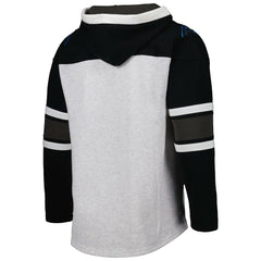 Carolina Panthers '47 Gridiron Lace-Up Pullover Hoodie - Heather Gray discount