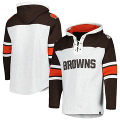 Cleveland Browns '47 Gridiron Lace-Up Pullover Hoodie - Heather Gray cheap