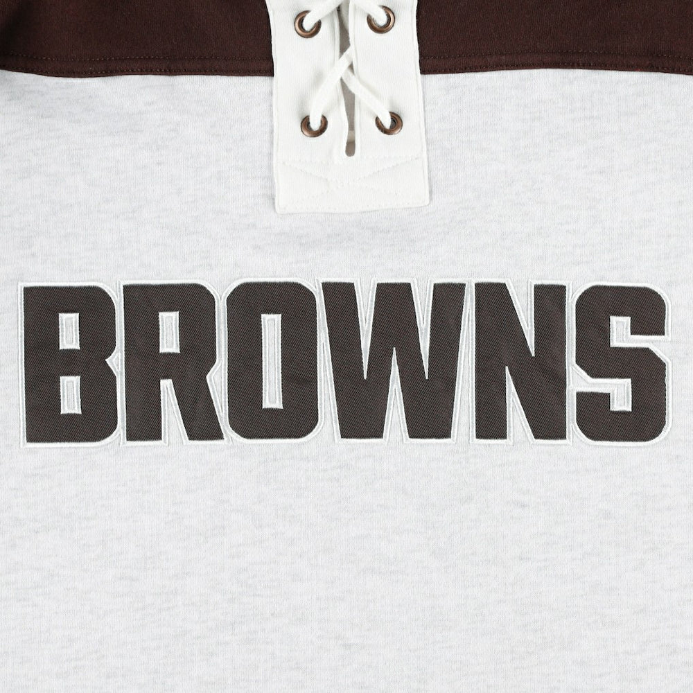 Cleveland Browns '47 Gridiron Lace-Up Pullover Hoodie - Heather Gray cheap