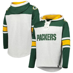 Green Bay Packers '47 Gridiron Lace-Up Pullover Hoodie - Heather Gray cheap