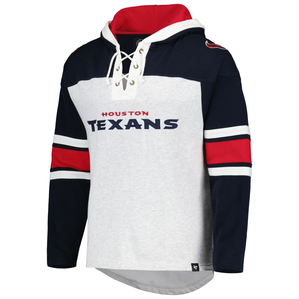 Houston Texans '47 Gridiron Lace-Up Pullover Hoodie - Heather Gray sale