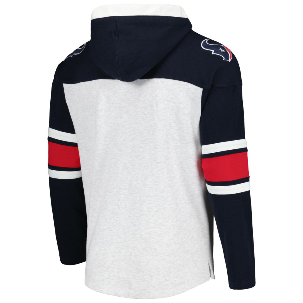 Houston Texans '47 Gridiron Lace-Up Pullover Hoodie - Heather Gray sale