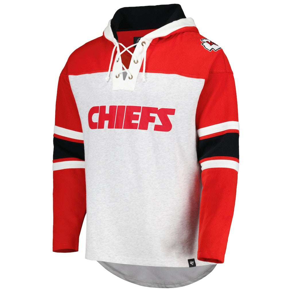 Kansas City Chiefs '47 Gridiron Lace-Up Pullover Hoodie - Heather Gray sale