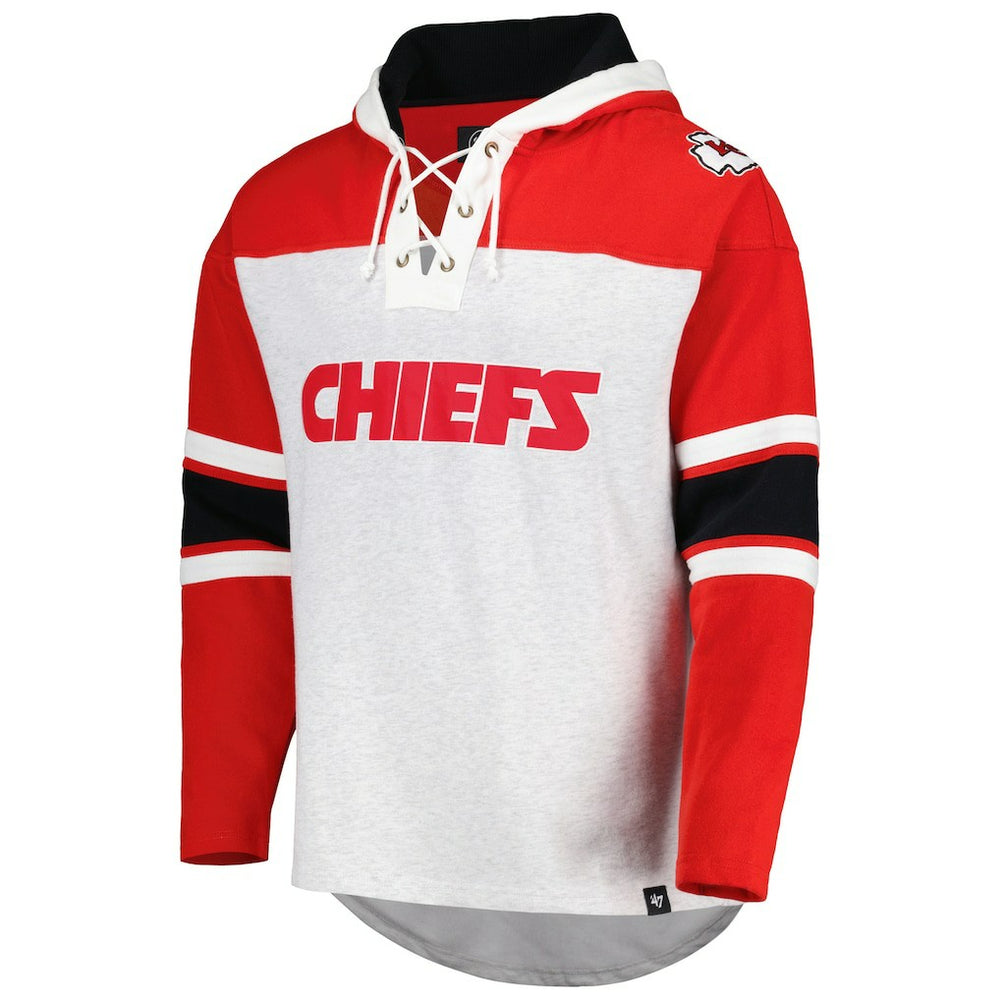 Kansas City Chiefs '47 Gridiron Lace-Up Pullover Hoodie - Heather Gray sale