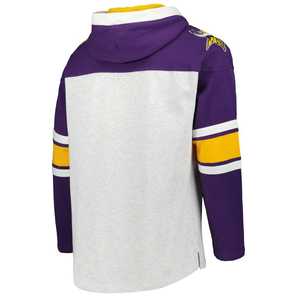 Minnesota Vikings '47 Gridiron Lace-Up Pullover Hoodie - Heather Gray on sale