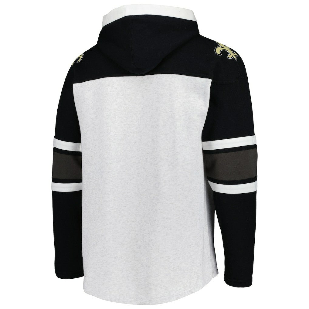 New Orleans Saints '47 Gridiron Lace-Up Pullover Hoodie - Heather Gray sale