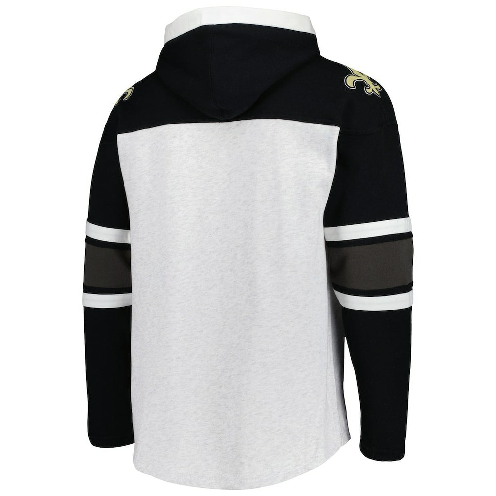New Orleans Saints '47 Gridiron Lace-Up Pullover Hoodie - Heather Gray sale