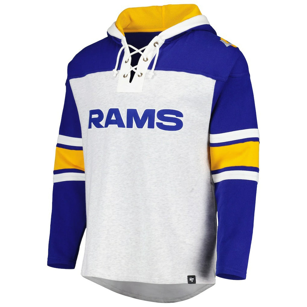 Los Angeles Rams '47 Gridiron Lace-Up Pullover Hoodie - Heather Gray on sale