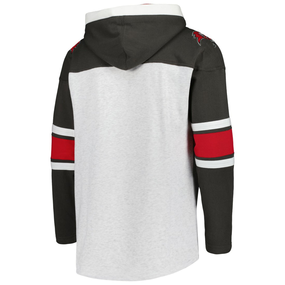 Tampa Bay Buccaneers '47 Gridiron Lace-Up Pullover Hoodie - Heather Gray discount