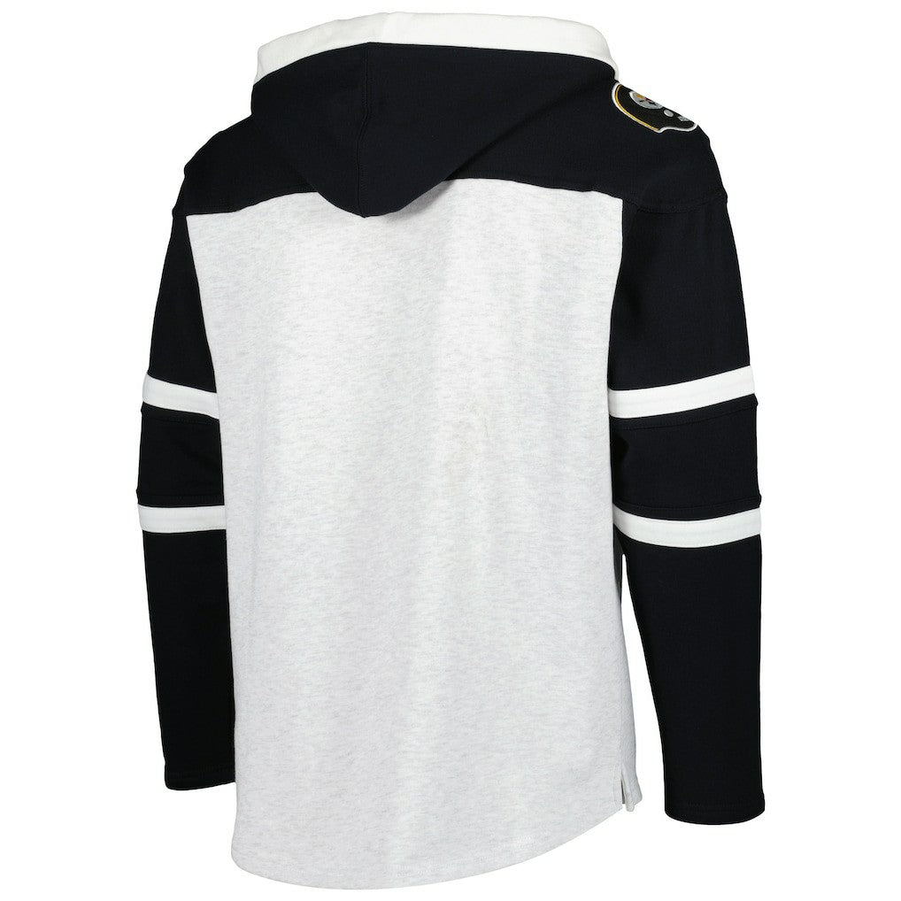 Pittsburgh Steelers '47 Historic Logo Gridiron Lace-Up Pullover Hoodie - Heather Gray outlet