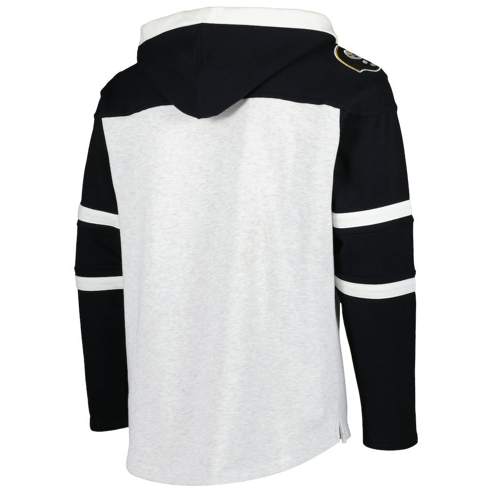 Pittsburgh Steelers '47 Historic Logo Gridiron Lace-Up Pullover Hoodie - Heather Gray outlet