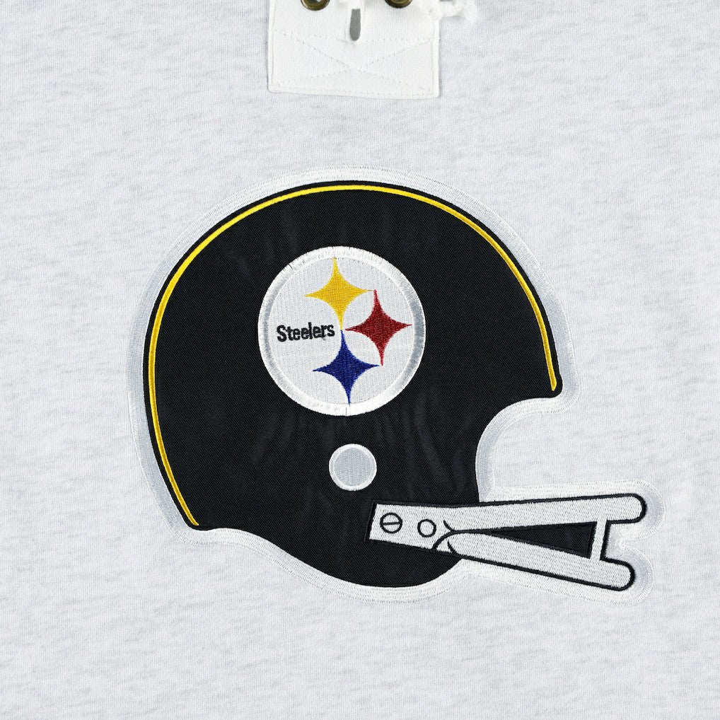Pittsburgh Steelers '47 Historic Logo Gridiron Lace-Up Pullover Hoodie - Heather Gray outlet