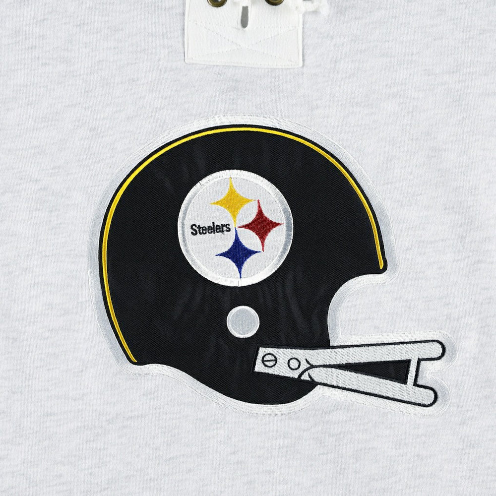Pittsburgh Steelers '47 Historic Logo Gridiron Lace-Up Pullover Hoodie - Heather Gray outlet