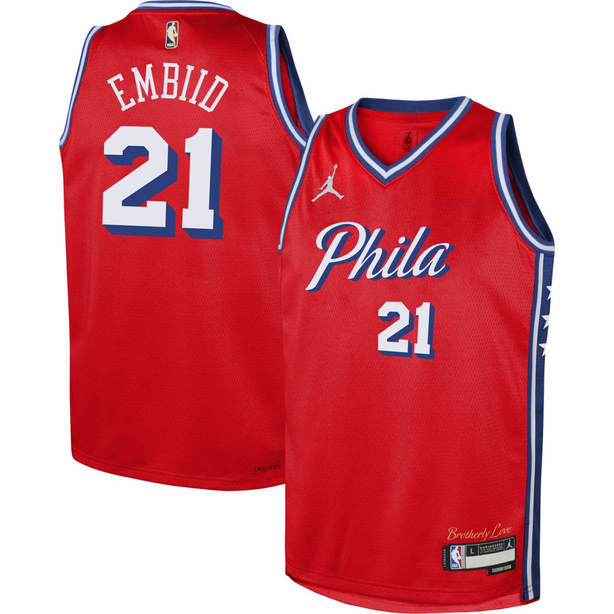 Joel Embiid Philadelphia 76ers Jordan Brand Youth Swingman Jersey - Statement Edition - Red discount