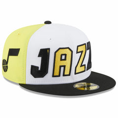 Utah Jazz Back Half 59FIFTY Fitted Hat - White/Black for sale
