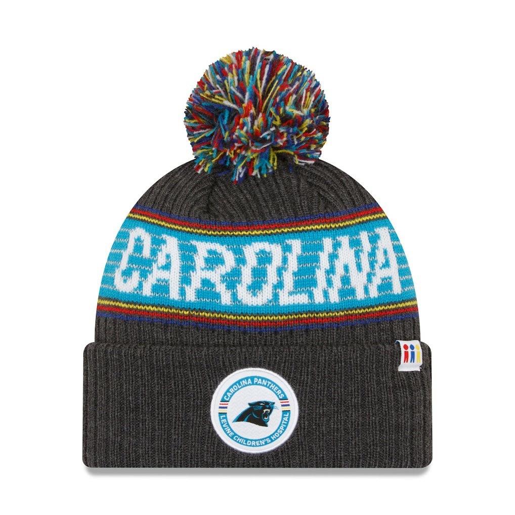 Carolina Panthers New Era 2022 Greg Olsen x Atrium Health Levine Children's Hospital Pom Knit Hat - Heather Charcoal online
