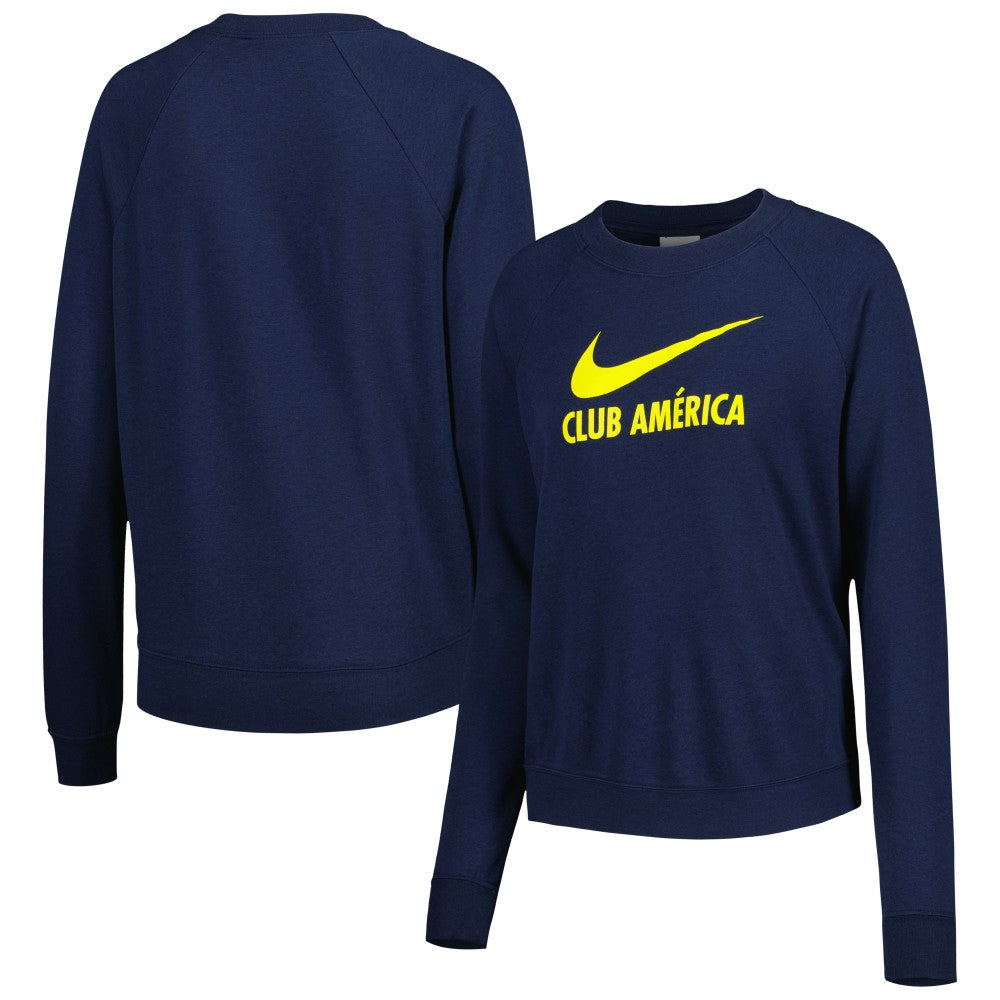 Club America Women's Lockup Varsity Tri-Blend Raglan Pullover Sweatshirt - Navy on sale