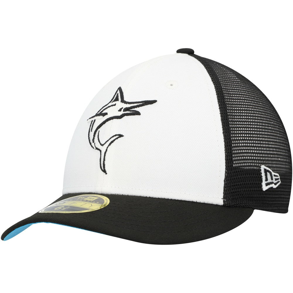 Miami Marlins 2023 On-Field Batting Practice Low Profile 59FIFTY Fitted Hat Black/White