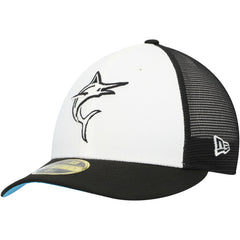 Miami Marlins 2023 On-Field Batting Practice Low Profile 59FIFTY Fitted Hat Black/White