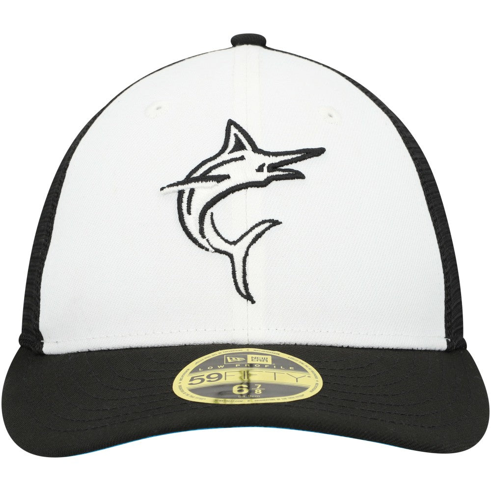 Miami Marlins 2023 On-Field Batting Practice Low Profile 59FIFTY Fitted Hat Black/White