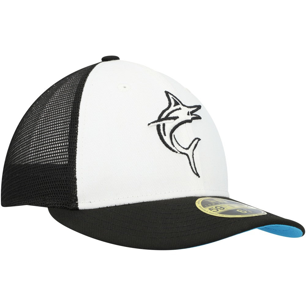 Miami Marlins 2023 On-Field Batting Practice Low Profile 59FIFTY Fitted Hat Black/White