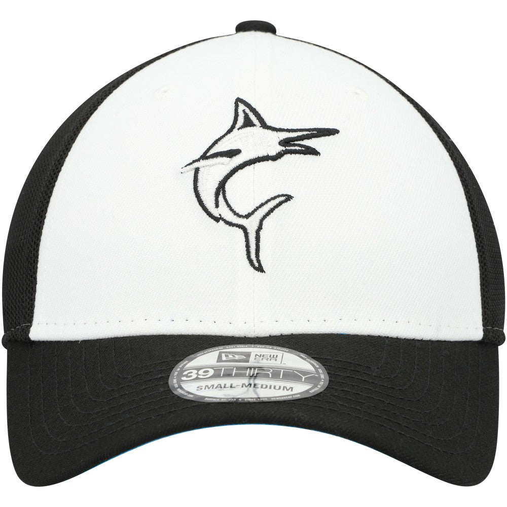 Miami Marlins 2023 On-Field Batting Practice 39THIRTY Flex Hat Black/White