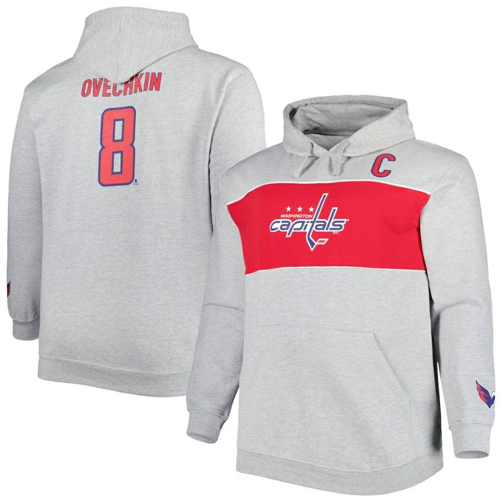 Alexander Ovechkin Washington Capitals Big & Tall Player Pullover Hoodie - Heather Gray Hoodies