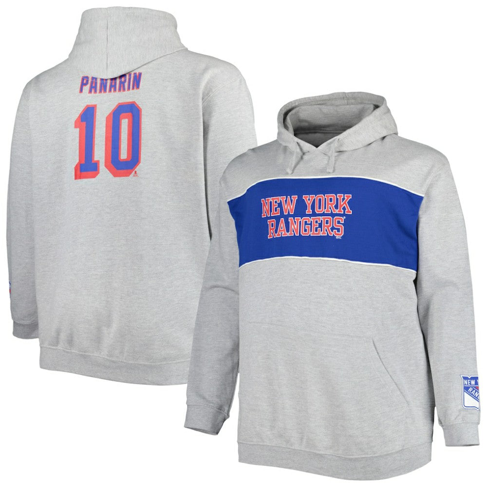 Artemi Panarin New York Rangers Big & Tall Player Pullover Hoodie - Heather Gray Hoodies