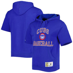 Chicago Cubs Cooperstown Collection Washed Fleece Pullover Short Sleeve Hoodie Royal