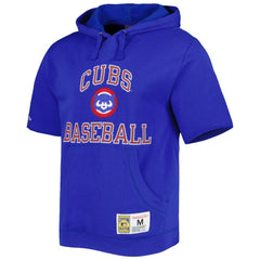 Chicago Cubs Cooperstown Collection Washed Fleece Pullover Short Sleeve Hoodie Royal