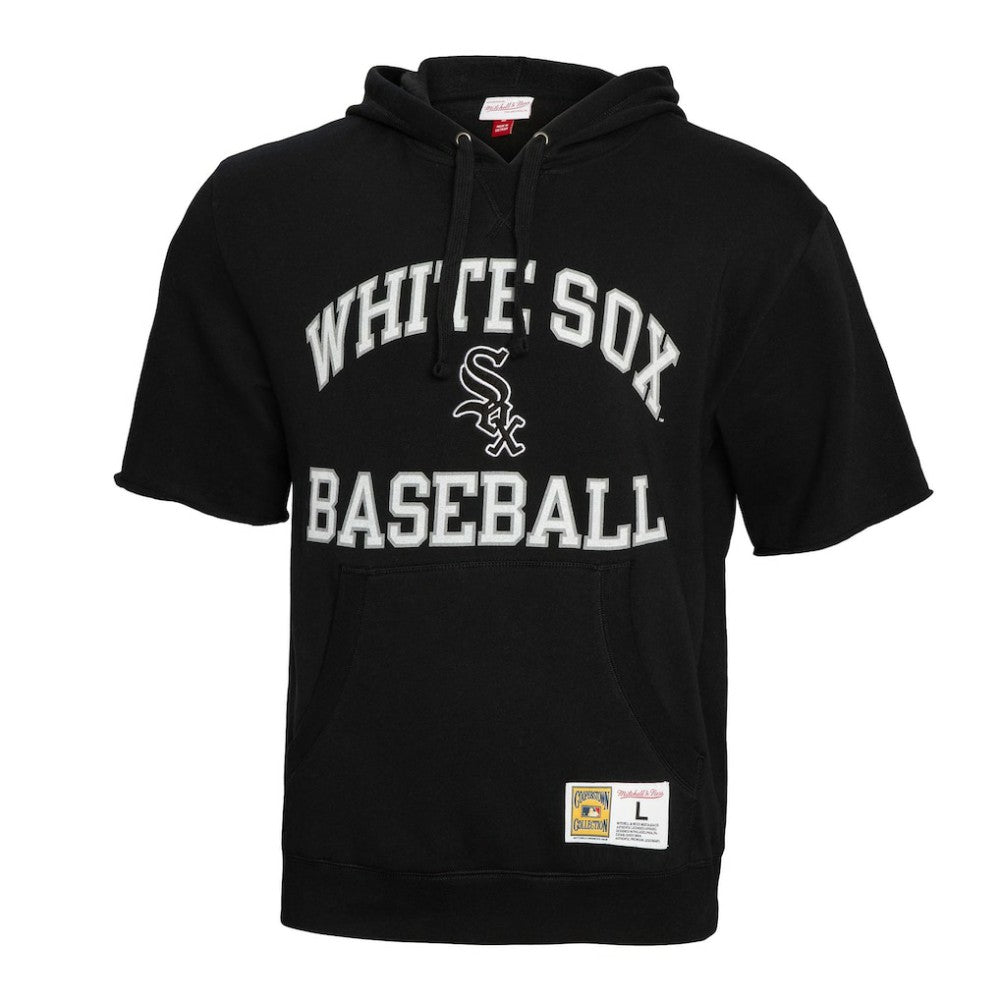 Chicago White Sox Cooperstown Collection Washed Fleece Pullover Short Sleeve Hoodie Black