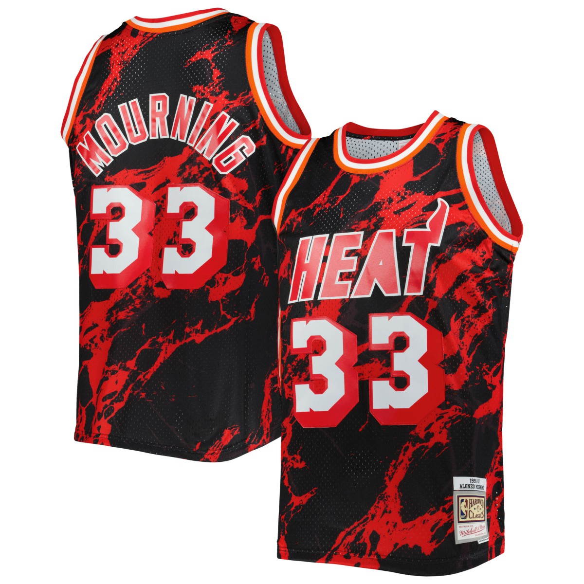Alonzo Mourning Miami Heat 1996/97 Hardwood Classics Marble Swingman Jersey - Black online
