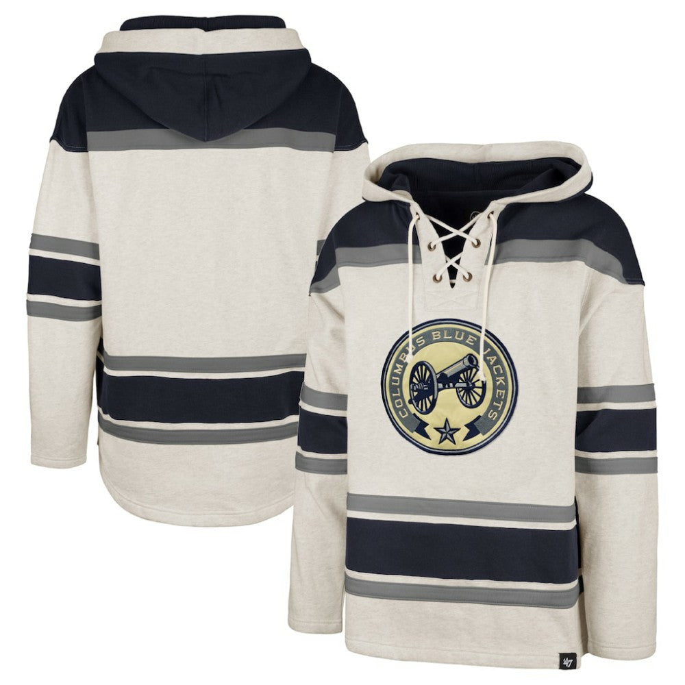 Columbus Blue Jackets '47 Rockaway Lace-Up Pullover Hoodie - Oatmeal Hoodies