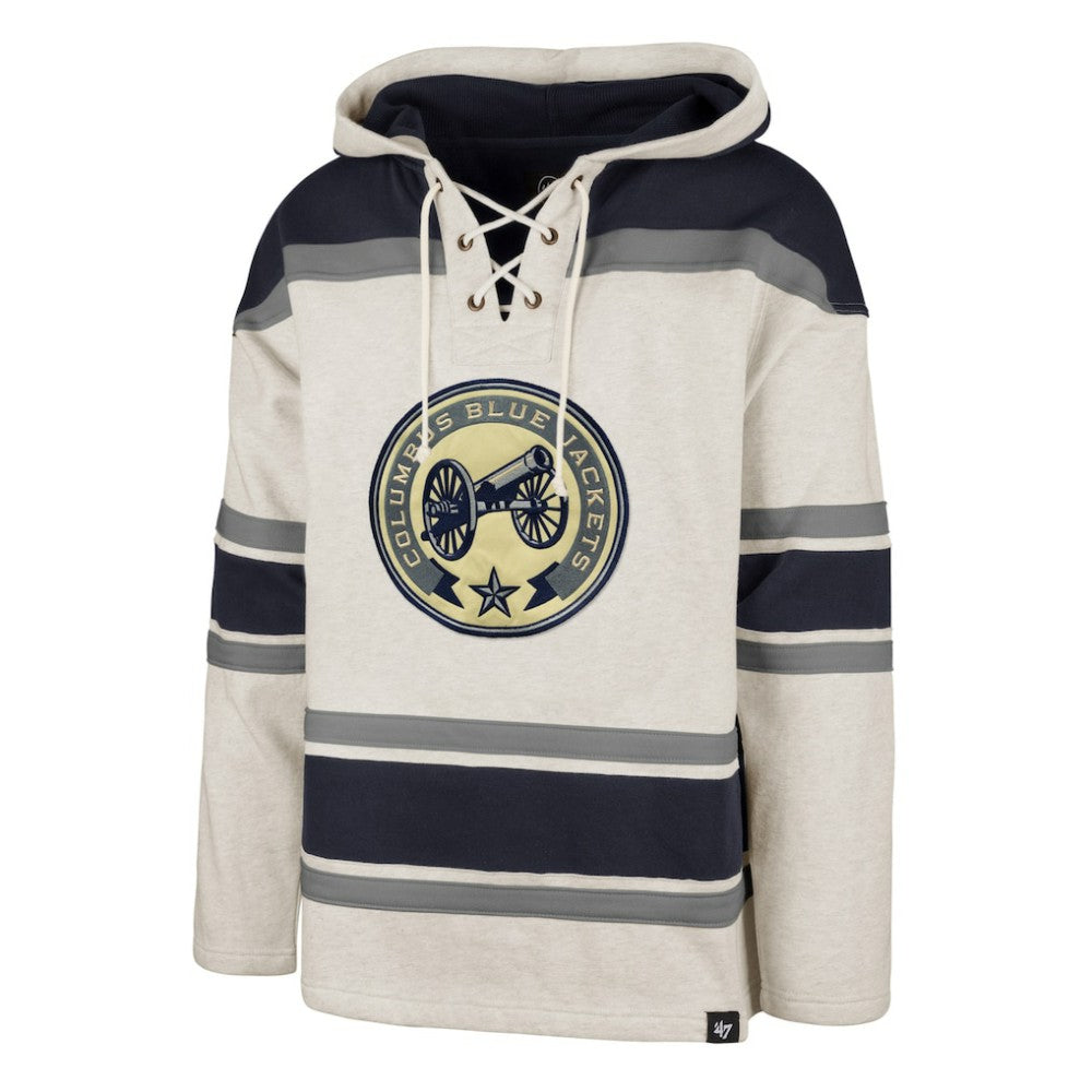 Columbus Blue Jackets '47 Rockaway Lace-Up Pullover Hoodie - Oatmeal Hoodies